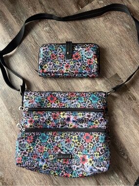 Sakroots Multicolor Floral Crossbody Bag and Wallet Set